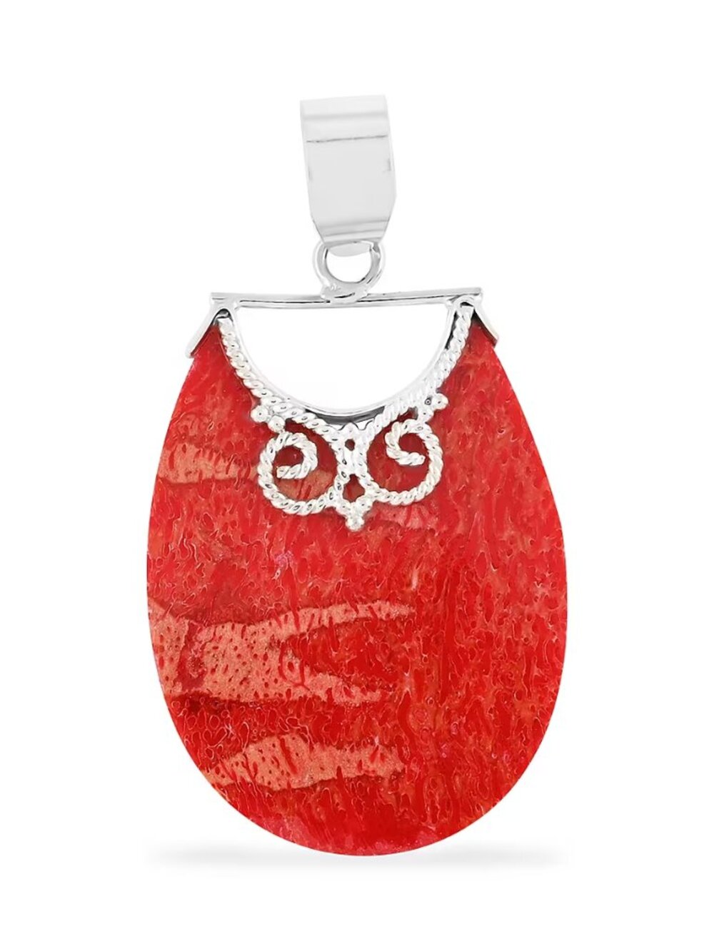 NIB Unique Sponge Coral Pendant in Sterling Silver - 1.5 in Long - No Chain